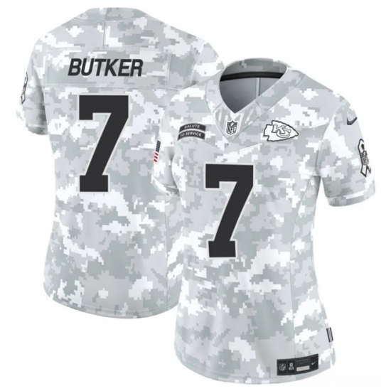 Women's Kansas City Chiefs #7 Harrison Butker 2024 F.U.S.E Arctic Camo Salute To Service Limited Stitched Football Jersey(Run Small) - Ujersey