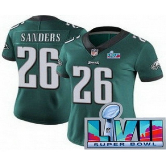 Women's Philadelphia Eagles #26 Miles Sanders Limited Green Super Bowl LVII Vapor Jersey - Ujersey