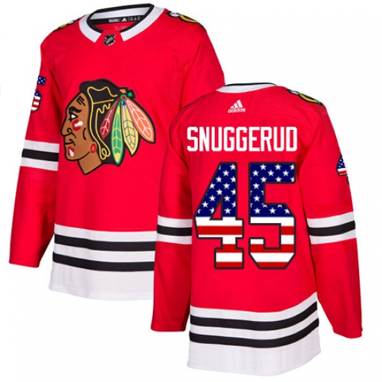 Youth Adidas Chicago Blackhawks #45 Luc Snuggerud Authentic Red USA Flag Fashion NHL Jersey - Ujersey