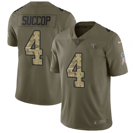 Men's Nike Tennessee Titans #4 Ryan Succop Limited Olive/Camo 2017 Salute to Service NFL Jersey - Ujersey