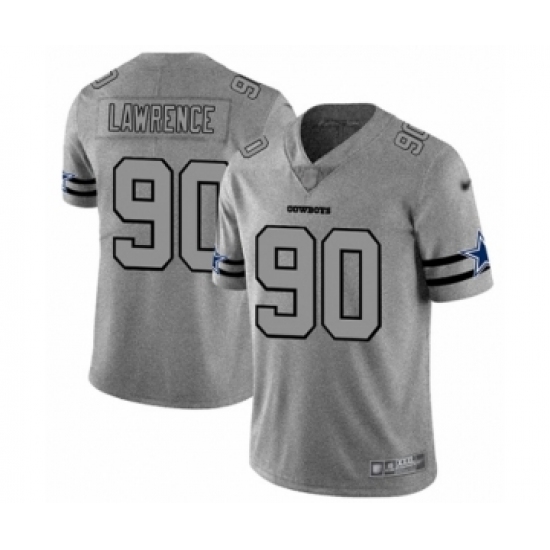 Men's Dallas Cowboys #90 DeMarcus Lawrence Gray Team Logo Gridiron Limited Football Jersey - Ujersey