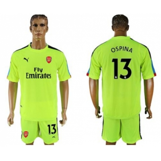 Arsenal #13 Ospina Shiny Green Goalkeeper Soccer Club Jersey