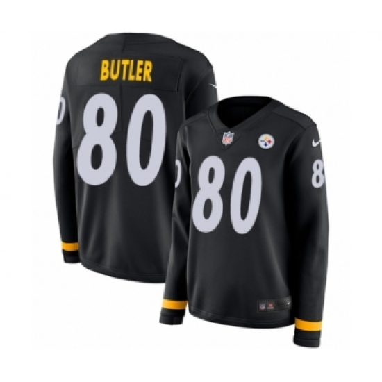Women's Nike Pittsburgh Steelers #80 Jack Butler Limited Black Therma Long Sleeve NFL Jersey - Ujersey