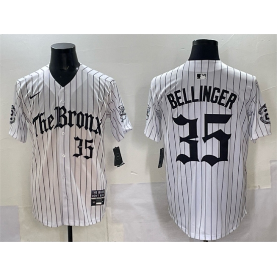 Men's New York Yankees #35 Cody Bellinger White Pinstripe 'Gothic Legacy Edition' Vapor Premier Limited Stitched Baseball Jersey