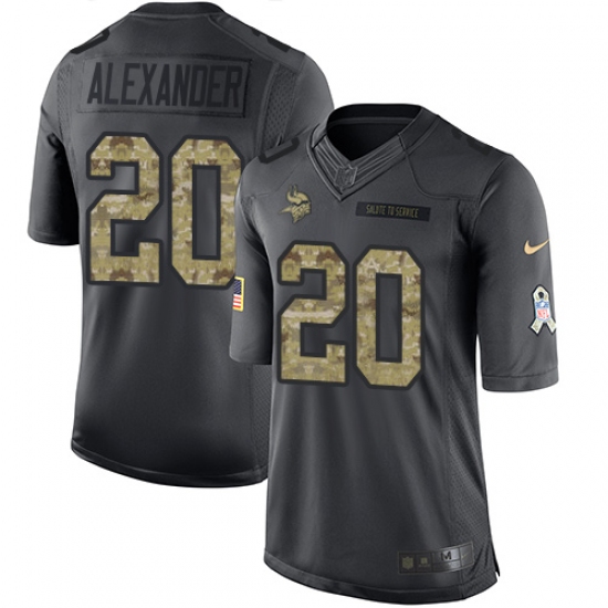 Youth Nike Minnesota Vikings #20 Mackensie Alexander Limited Black 2016 Salute to Service NFL Jersey - Ujersey
