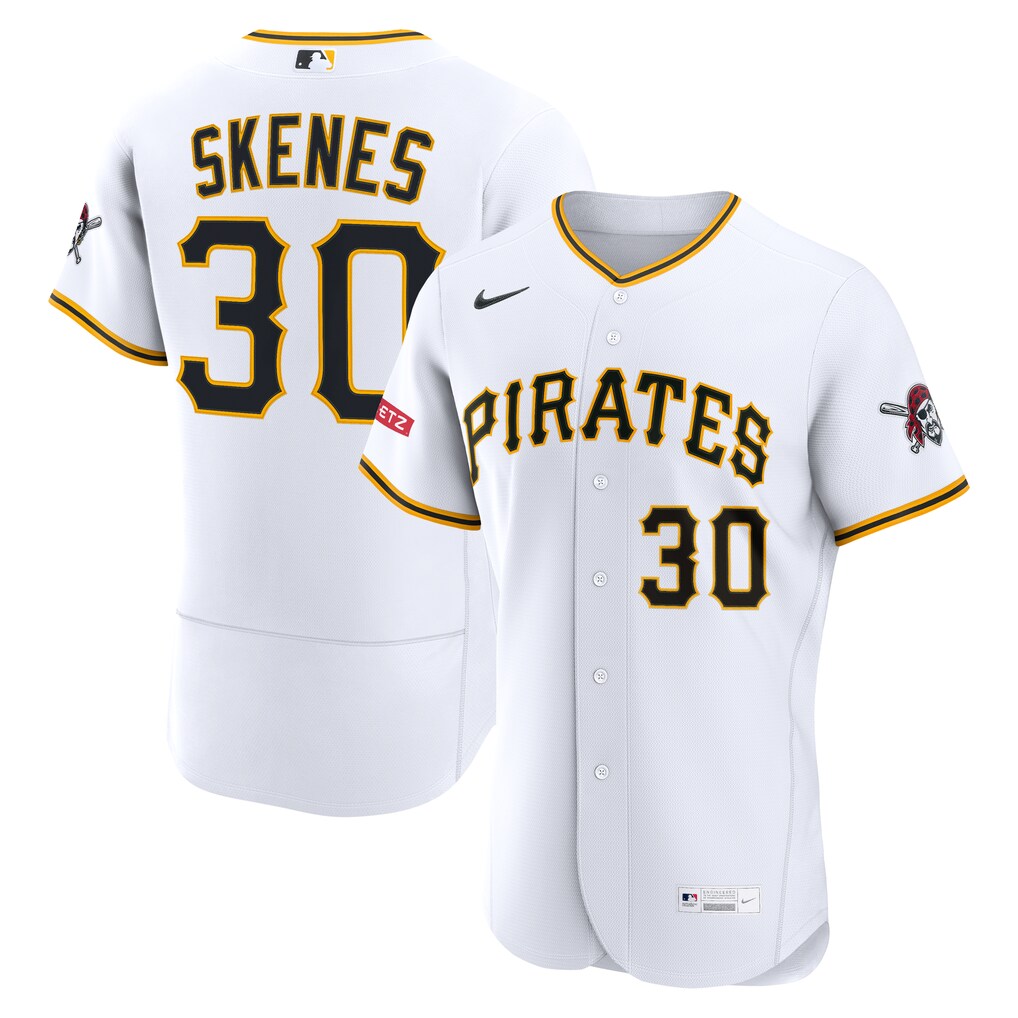Men's Pittsburgh Pirates Paul Skenes Nike White Home Authentic Sponsor Patch Jersey - Ujersey