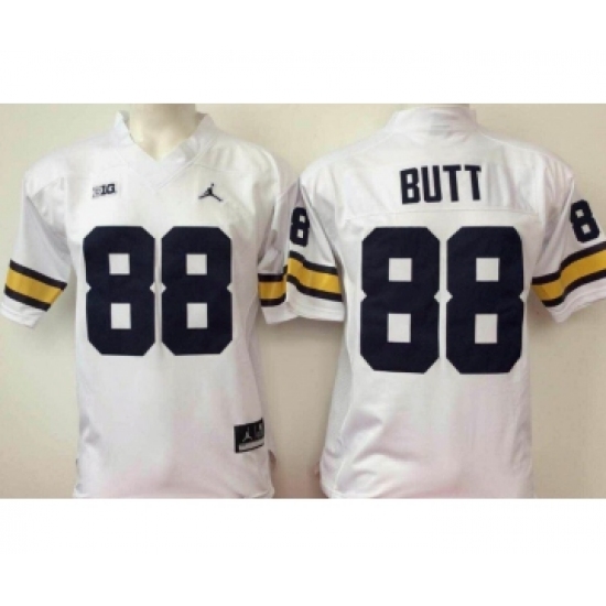 Michigan Wolverines 88 Jake Butt White College Football Jersey - Ujersey