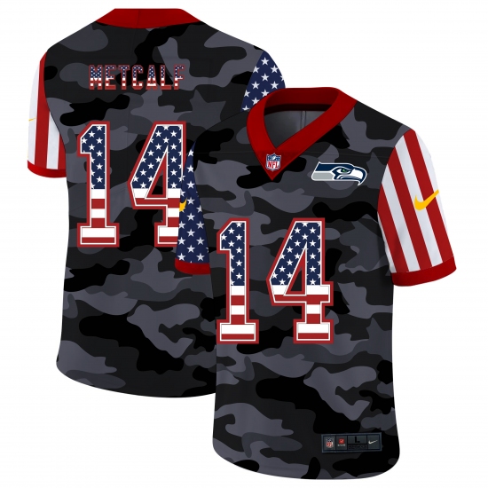 Men's Seattle Seahawks #14 D.K. Metcalf Camo Flag Nike Limited Jersey - Ujersey