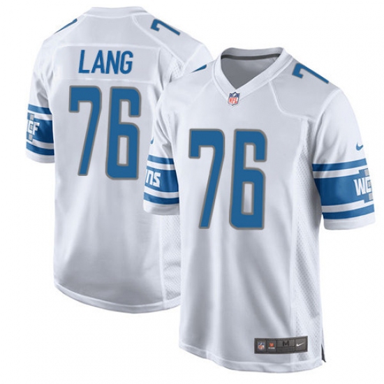Men's Nike Detroit Lions #76 T.J. Lang Game White NFL Jersey - Ujersey