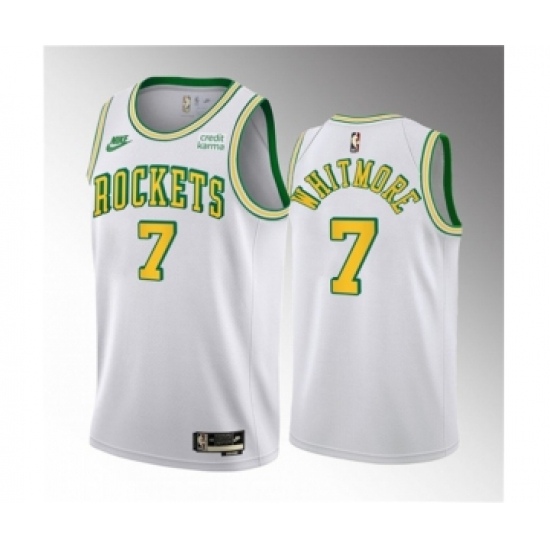 Men's Houston Rockets #7 Cam Whitmore White 2023 Draft Classic Edition Stitched Basketball Jersey - Ujersey