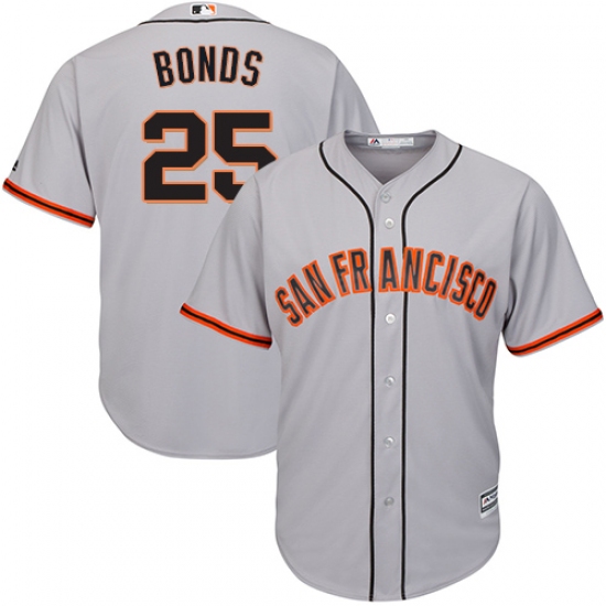 Men's Majestic San Francisco Giants #25 Barry Bonds Replica Grey Road Cool Base MLB Jersey - Ujersey