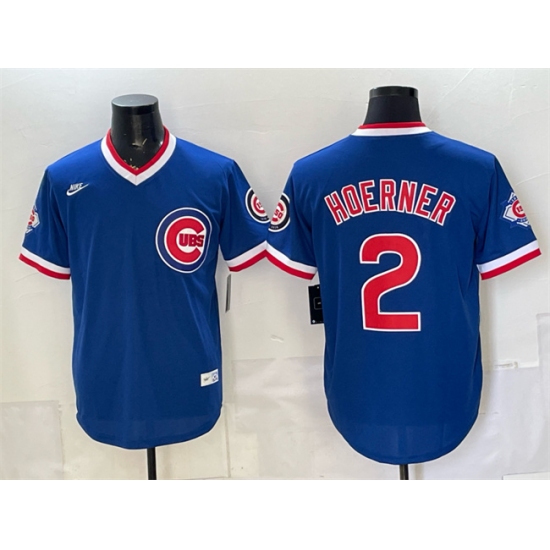 Men's Chicago Cubs #2 Nico Hoerner Royal 150th Anniversary Throwback Vapor Limited Stitched Baseball Jersey - Ujersey