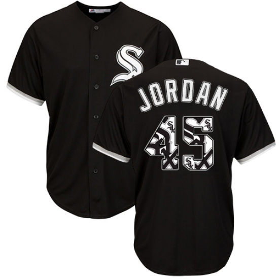 Men's Majestic Chicago White Sox #45 Michael Jordan Authentic Black Team Logo Fashion Cool Base MLB Jersey - Ujersey