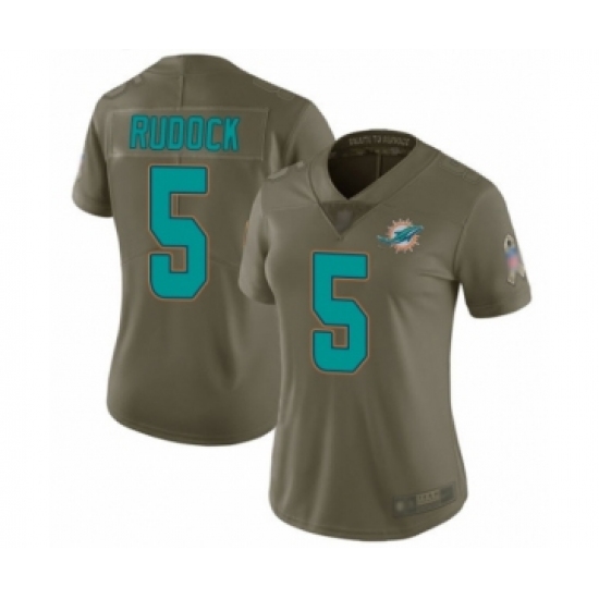 Women's Miami Dolphins #5 Jake Rudock Limited Olive 2017 Salute to Service Football Jersey - Ujersey