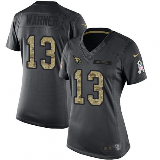 Women's Nike Arizona Cardinals #13 Kurt Warner Limited Black 2016 Salute to Service NFL Jersey - Ujersey