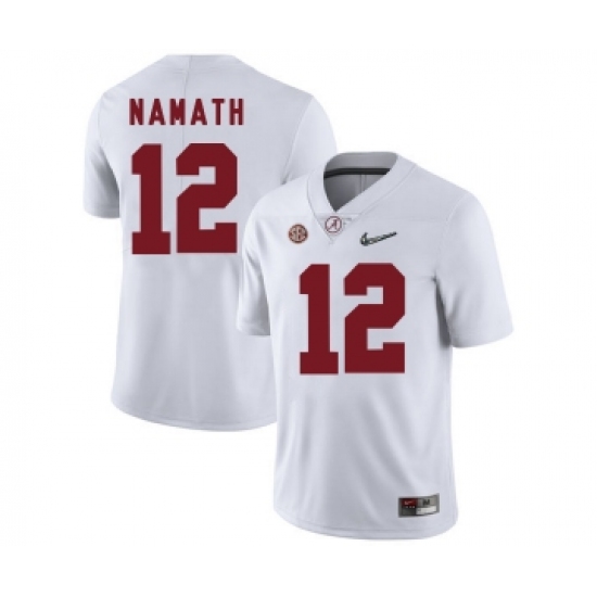 Alabama Crimson Tide 12 Joe Namath White With Diamond Logo College Football Jersey - Ujersey