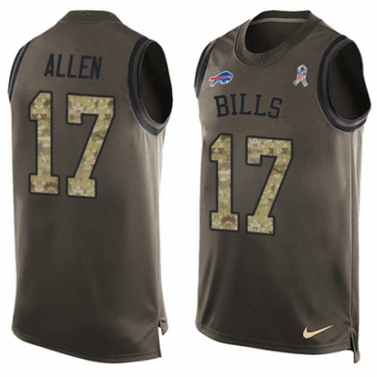 Men's Nike Buffalo Bills #17 Josh Allen Limited Green Salute to Service Tank Top NFL Jersey - Ujersey