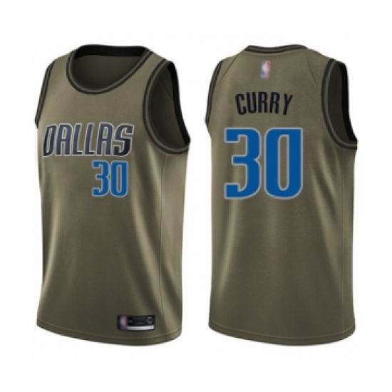 Youth Dallas Mavericks #30 Seth Curry Swingman Green Salute to Service Basketball Jersey - Ujersey