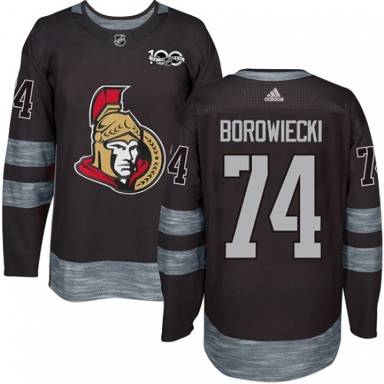 Men's Adidas Ottawa Senators #74 Mark Borowiecki Authentic Black 1917-2017 100th Anniversary NHL Jersey - Ujersey