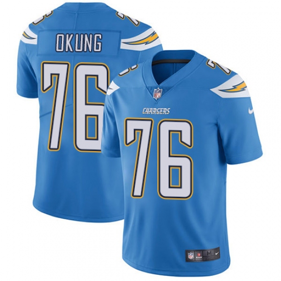 Youth Nike Los Angeles Chargers #76 Russell Okung Electric Blue Alternate Vapor Untouchable Limited Player NFL Jersey - Ujersey