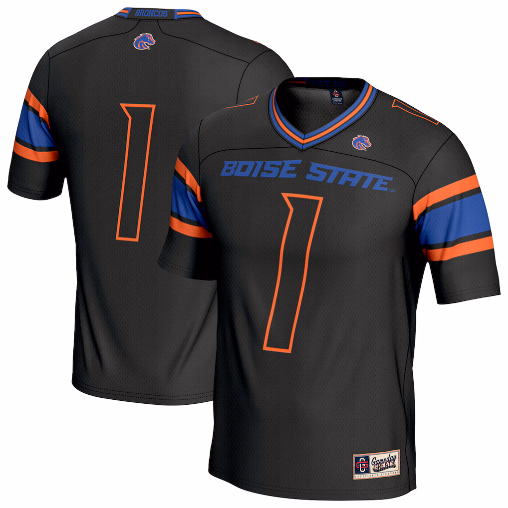 Unisex GameDay Greats Black Boise State Broncos Collegiate Football Lightweight Fashion Jersey - SUjersey01