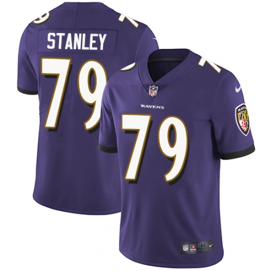 Men's Nike Baltimore Ravens #79 Ronnie Stanley Purple Team Color Vapor Untouchable Limited Player NFL Jersey - Ujersey