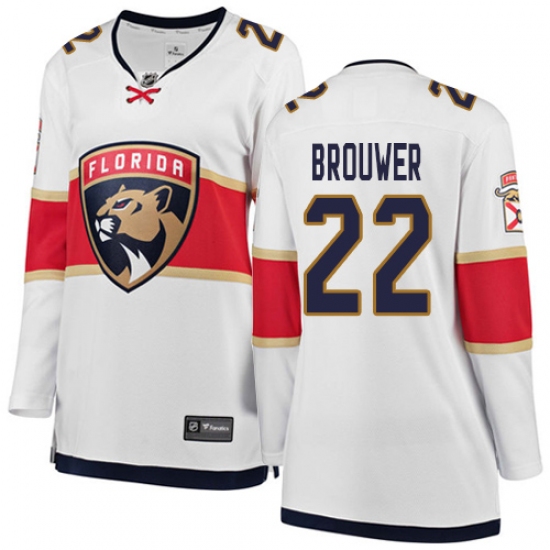 Women's Florida Panthers #22 Troy Brouwer Authentic White Away Fanatics Branded Breakaway NHL Jersey - Ujersey