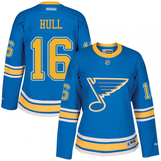 Women's Reebok St. Louis Blues #16 Brett Hull Authentic Blue 2017 Winter Classic NHL Jersey - Ujersey