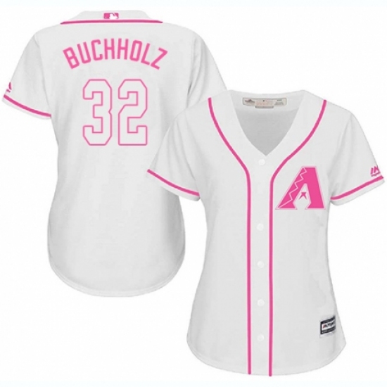 Women's Majestic Arizona Diamondbacks #32 Clay Buchholz Replica White Fashion MLB Jersey - Ujersey