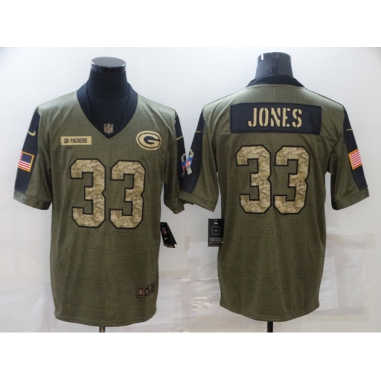 Men's Green Bay Packers #33 Aaron Jones Camo 2021 Salute To Service Limited Player Jersey - Ujersey