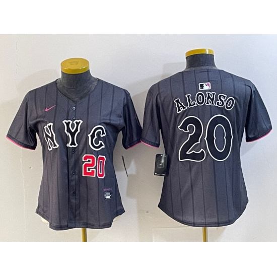 Women's New York Mets #20 Pete Alonso Number Grey 2024 City Connect Cool Base Stitched Jerseys - Ujersey