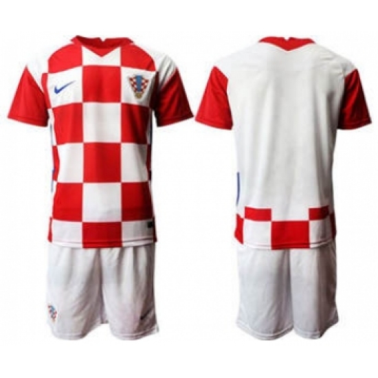 Men's Croatia Custom Euro 2021 Soccer Red Jersey and Shorts - Ujersey