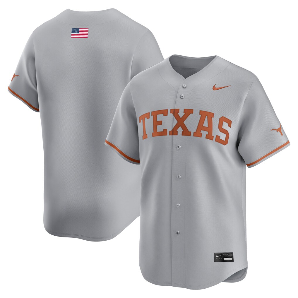 Men's Nike Gray Texas Longhorns Alternate Limited Baseball Jersey - U-jersey