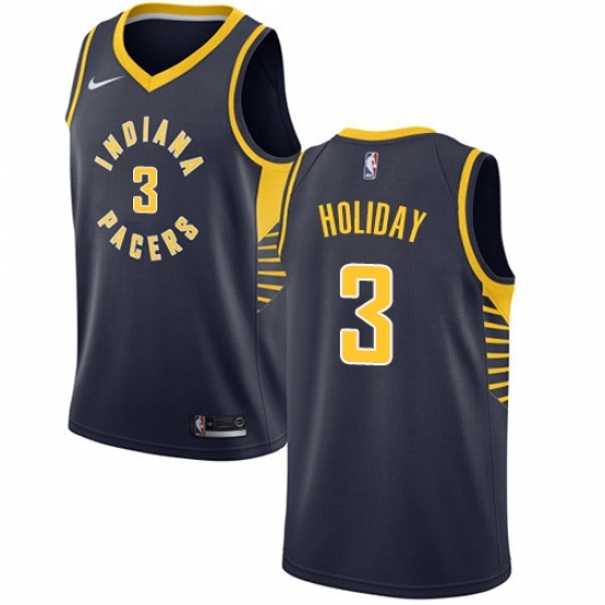 Men's Nike Indiana Pacers #3 Aaron Holiday Swingman Navy Blue NBA Jersey - Icon Edition - Ujersey