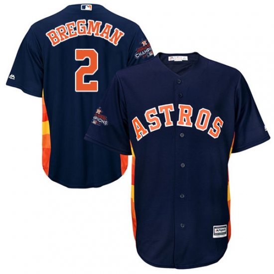 Youth Majestic Houston Astros #2 Alex Bregman Authentic Navy Blue Alternate 2017 World Series Champions Cool Base MLB Jersey