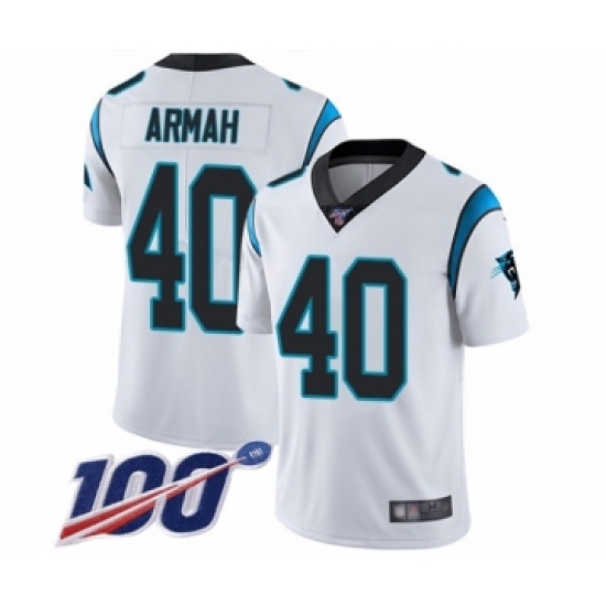 Youth Carolina Panthers #40 Alex Armah White Vapor Untouchable Limited Player 100th Season Football Jersey - Ujersey