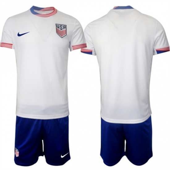 Men's American Team Custom 2024-25 White Home Soccer Jersey Suit - Ujersey