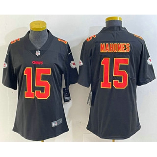 Women's Kansas City Chiefs #15 Patrick Mahomes Black Fashion Vapor Limited Stitched Jersey - Ujersey