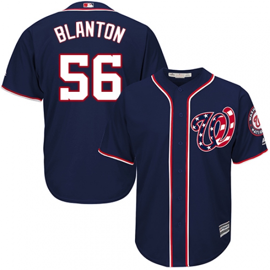 Youth Majestic Washington Nationals #56 Joe Blanton Authentic Navy Blue Alternate 2 Cool Base MLB Jersey - Ujersey