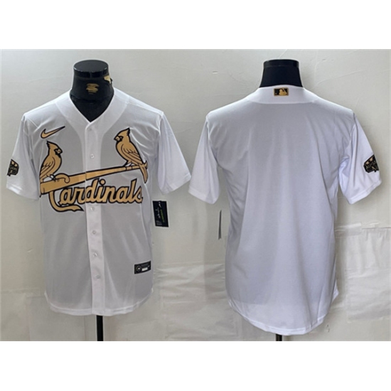Men's St. Louis Cardinals Blank All-Star White Gold Stitched Baseball Jersey - Ujersey
