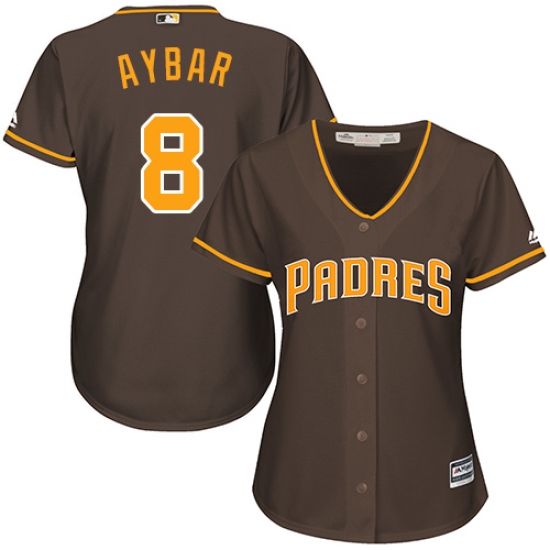 Women's San Diego Padres #8 Erick Aybar Brown Alternate Stitched MLB Jersey - Ujersey