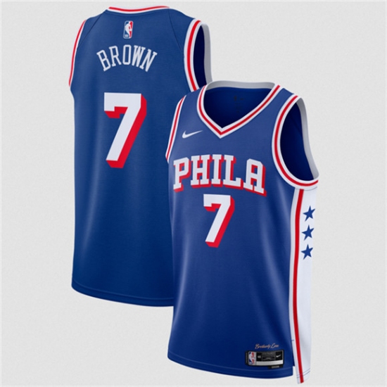 Men's Philadelphia 76ers #7 Jaylen Brown Royal 2026 Icon Edition Stitched Jersey - Ujersey