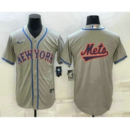 Men's New York Mets Big Logo Grey Cool Base Stitched Baseball Jersey - Ujersey