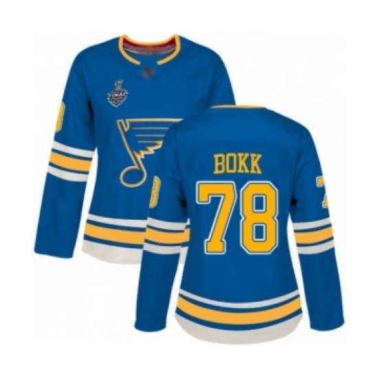 Women's St. Louis Blues #78 Dominik Bokk Authentic Navy Blue Alternate 2019 Stanley Cup Final Bound Hockey Jersey - Ujersey