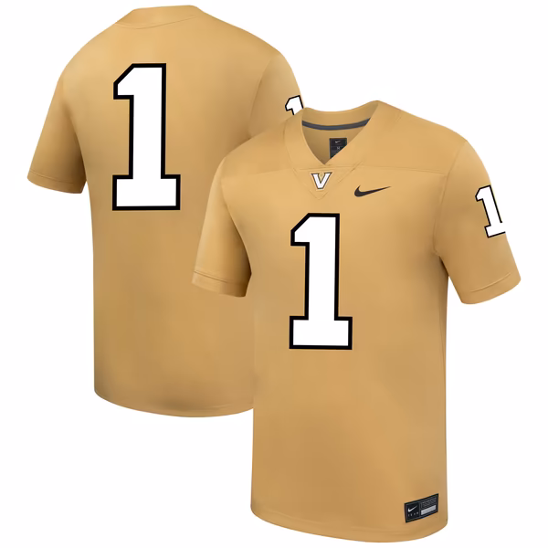 Men's Nike #1 Gold Vanderbilt Commodores Replica Football Jersey - Ujersey