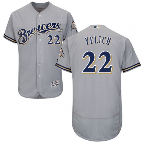 Men's Milwaukee Brewers #22 Christian Yelich Grey Flexbase Authentic Collection Stitched MLB Jersey - Ujersey