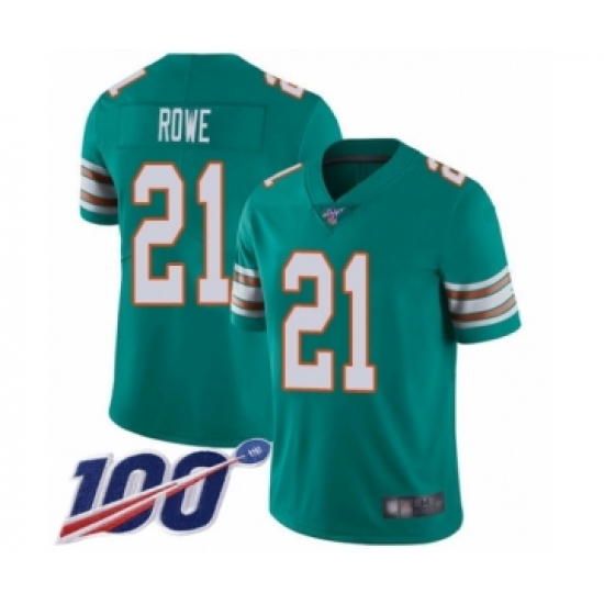 Men's Miami Dolphins #21 Eric Rowe Aqua Green Alternate Vapor Untouchable Limited Player 100th Season Football Jersey - Ujersey