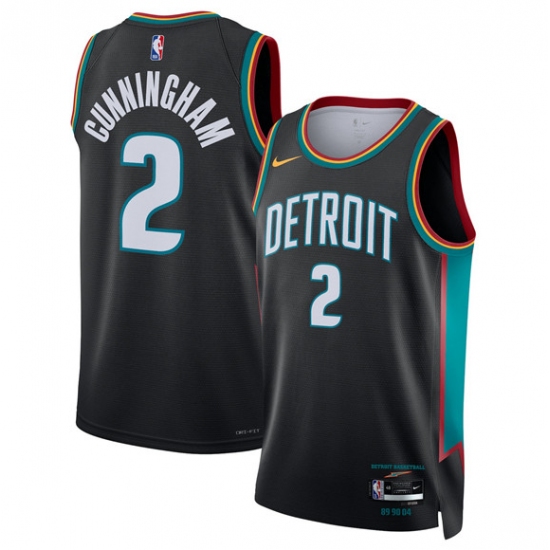 Men's Detroit Pistons #2 Cade Cunningham Cade Cunningham Black 2025-26 City Edition Stitched Basketball Jersey - Ujersey