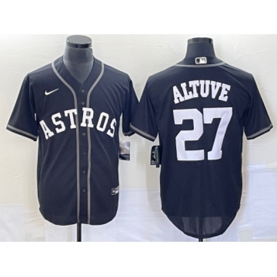 Men's Houston Astros #27 Jose Altuve Black Cool Base Stitched Baseball Jersey - Ujersey