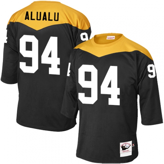 Men's Mitchell and Ness Pittsburgh Steelers #94 Tyson Alualu Elite Black 1967 Home Throwback NFL Jersey - Ujersey